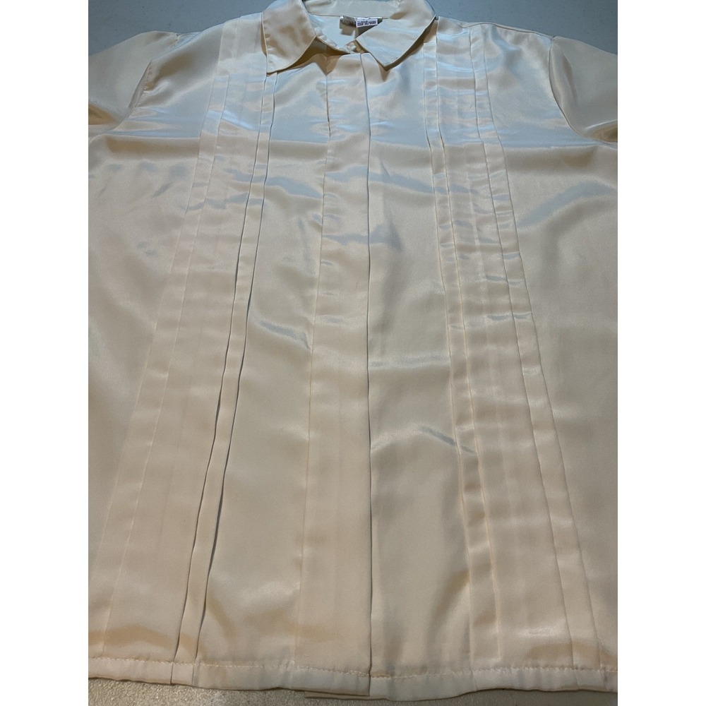 Laura‎ Scott ivory cream formal blouse long sleeve pleated button shirt Size 10 - Picture 7 of 8